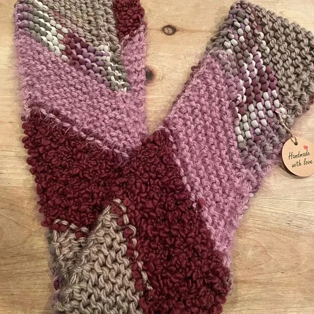 NWT mauve, purple, grey, light brown extra long scarf cottagecore grannycore